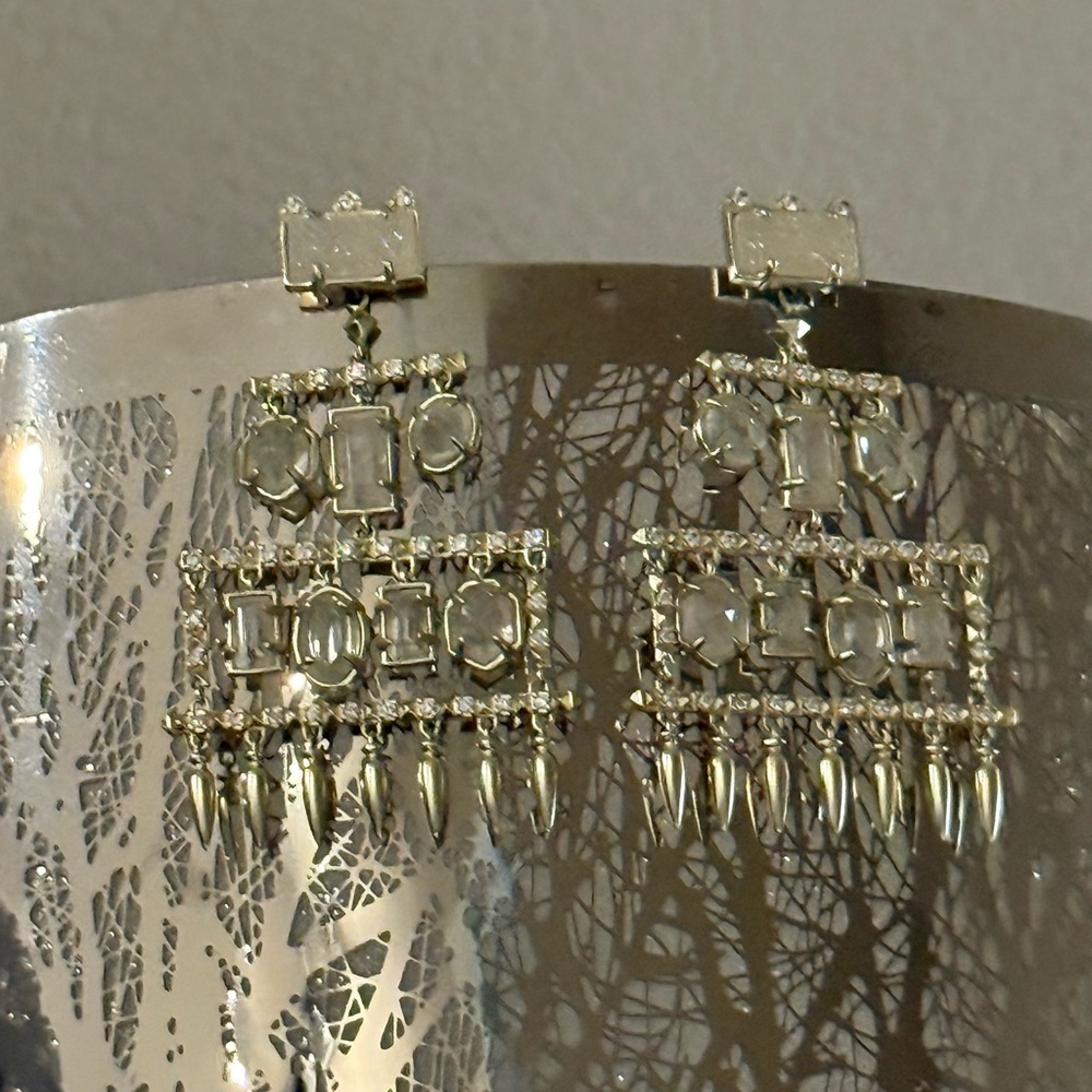Kendra Scott Emmylou Gold Tone Crystal Chandelier Drop Earrings